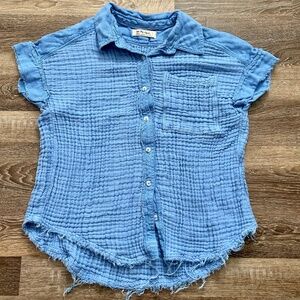 Free People We The Free Heat Waves Top Blue Size Medium